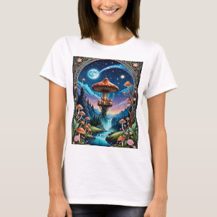 Magical Mushroom Fantasy Moonlit Forest T-shirt