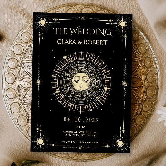 Magical mystical tarot boho sun Wedding Kaart