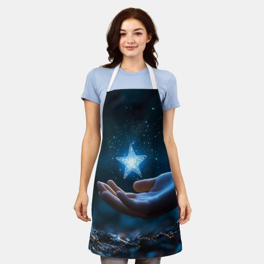 Magical Night Sky Cooking Apron | Celestial Dreams Schort (Gedragen)