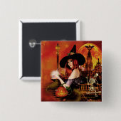 Magical Night Witch Square Pin Vierkante Button 5,1 Cm (Voorkant /achterkant)