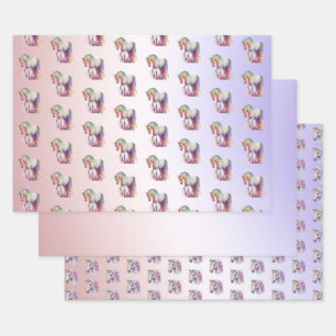 Magical Paars Blush Ombre Unicorn Inpakpapier Vel