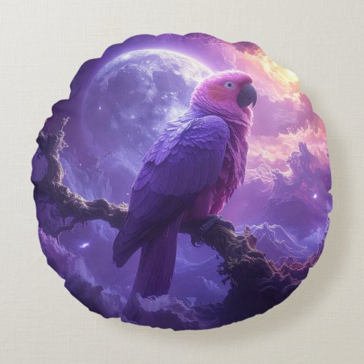 Magical Parrot Rond Kussen (Voorkant)