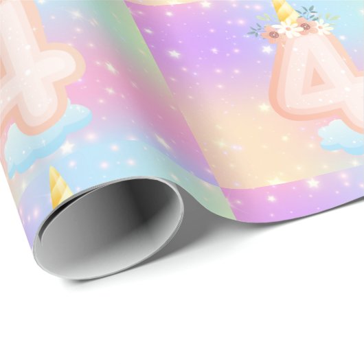Magical Party Verjaardag Nummer Wrapping Paper Cadeaupapier (Rol Hoek)