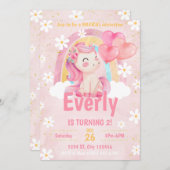 Magical Pastel Unicorn Arc-en-ciel Invitation d'an (Devant / Derrière)