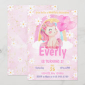 Magical Pastel Unicorn Arc-en-ciel Invitation d'an (Devant / Derrière)