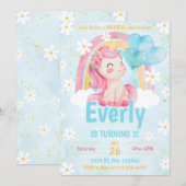 Magical Pastel Unicorn Arc-en-ciel Invitation d'an (Devant / Derrière)