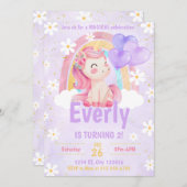 Magical Pastel Unicorn Arc-en-ciel Invitation d'an (Devant / Derrière)
