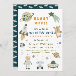Magical Personalized Space Birthday Party Invite Kaart