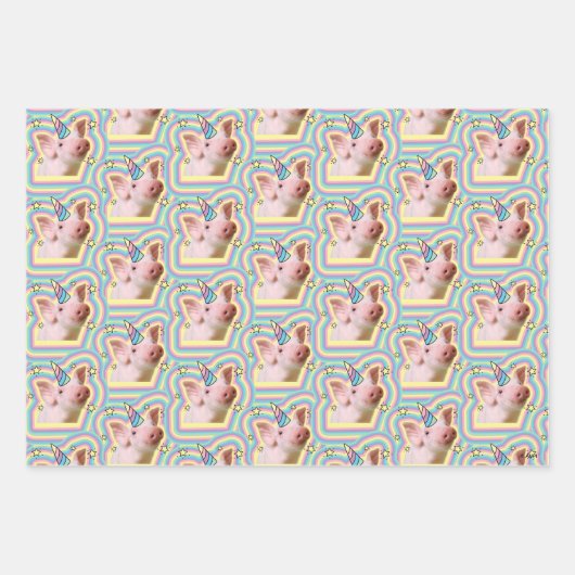 Magical Piglet Unicorn Inpakpapier Vel (Voorkant 3)