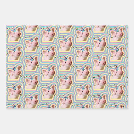 Magical Piglet Unicorn Inpakpapier Vel (Voorkant 2)