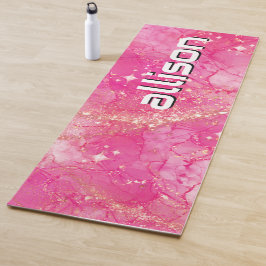 Magical pink background name Personalized  Yogamat