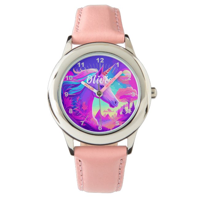 Magical Pink Unicorn Horloge (Voorkant)