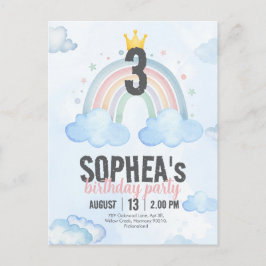 Magical Rainbow Birthday Invitation Postcard Aankondigingskaart