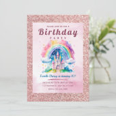 Magical Rainbow Castle 10th Birthday Invitation (Debout devant)