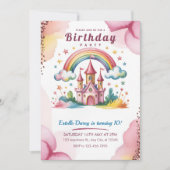 Magical Rainbow Castle 10th Birthday Invitation (Devant)