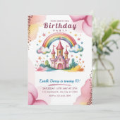 Magical Rainbow Castle 10th Birthday Invitation (Debout devant)