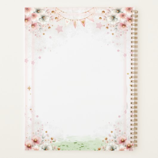 Magical Rainbow Pink Unicorns Spiral Notebook wate (Dos)