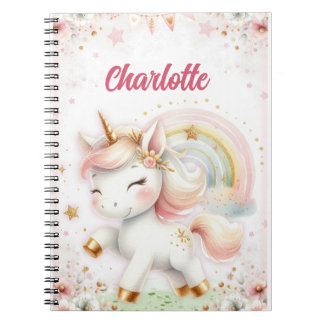 Magical Rainbow Pink Unicorns Spiral Notebook wate Notitieboek