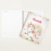 Magical Rainbow Pink Unicorns Spiral Notebook wate Planner (Display)