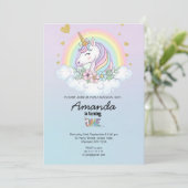 Magical Rainbow Unicorn 1st Birthday Invitation (Debout devant)