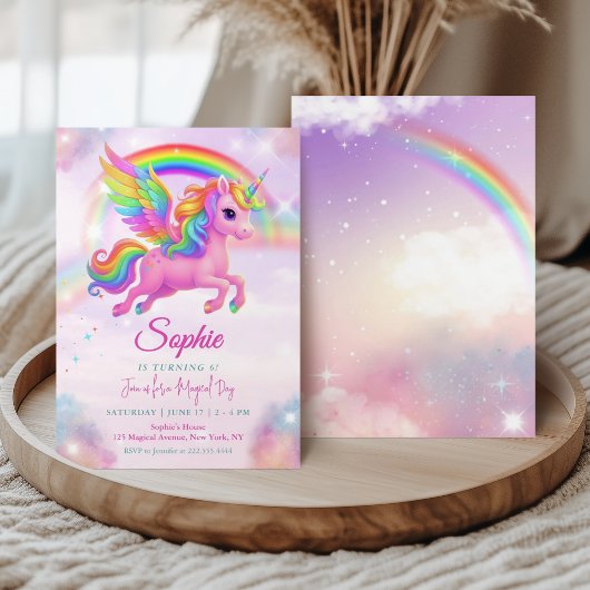 Magical Rainbow Unicorn Birthday Invitation