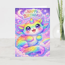 Magical Rainbow Unicorn Cat Happy Birthday Kitty Kaart
