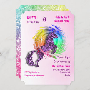 Magical Rainbow Unicorn mignon Invitation de la Fi