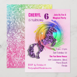 Magical Rainbow Unicorn mignon Invitation de la Fi