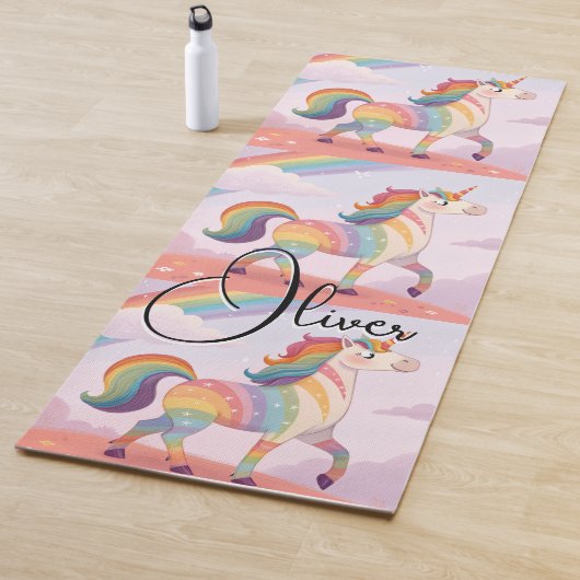 Magical Rainbow Unicorn name Personalized  Yogamat (In situ)