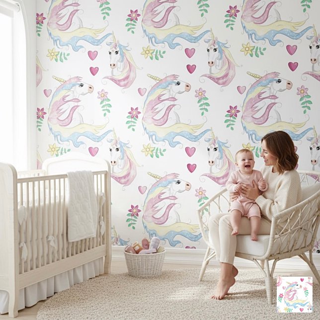 Magical Rainbow Unicorn Nursery Behang (Creator heeft geüpload)