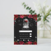 Magical Red Rose White Silver Black RSVP Kaart (Staand voorkant)