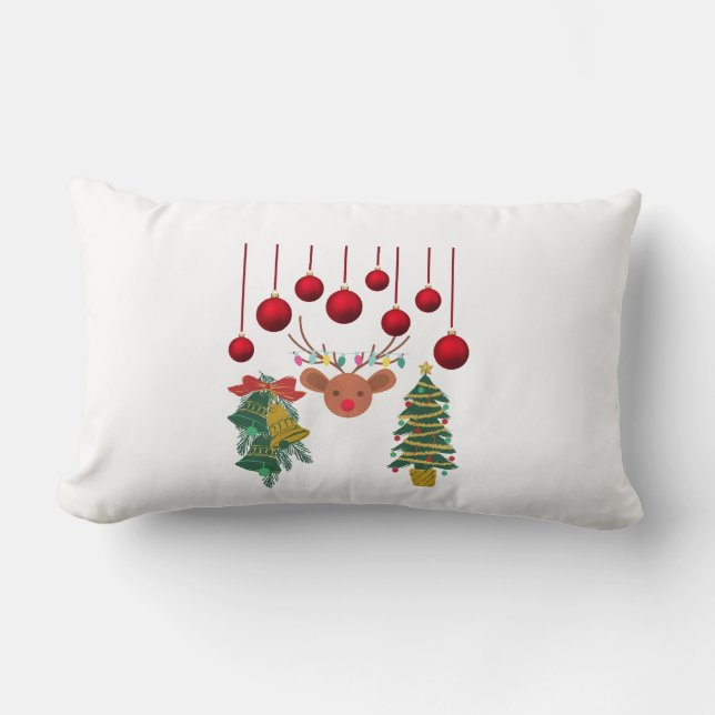 Magical Reindeer Bells and Christmas Tree Design  Kussen (Voorkant)