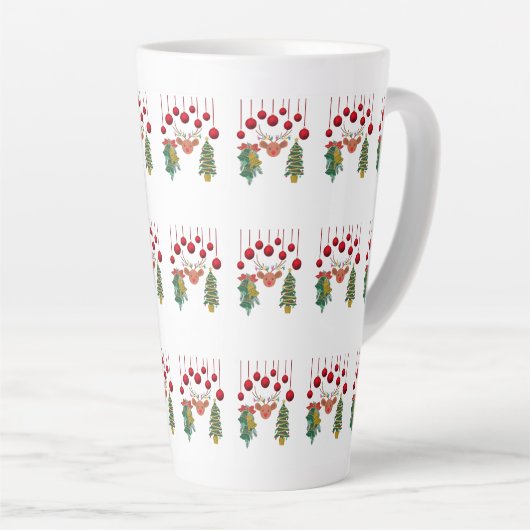 Magical Reindeer Bells and Christmas Tree Design Latte Mok (Rechterhoek)