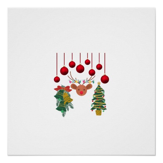 Magical Reindeer Bells and Christmas Tree Design  Perfect Poster (Voorkant)