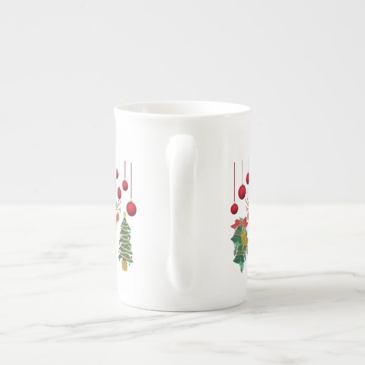 Magical Reindeer Bells and Christmas Tree Design Porselein Kop (Achterkant)