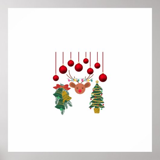 Magical Reindeer Bells and Christmas Tree Design  Poster (Voorkant)