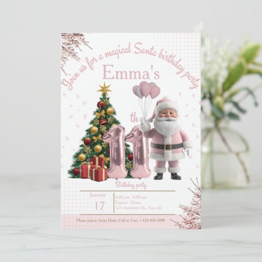 Magical Santa Birthday Invitation – 11th Birthday (Debout devant)