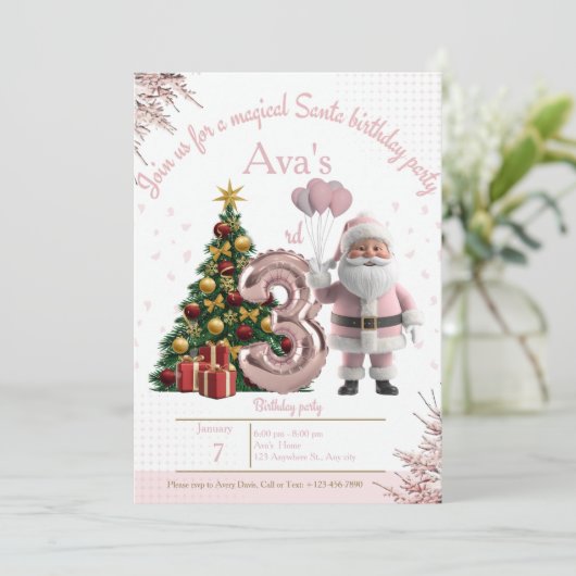 Magical Santa Birthday Invitation – 3rd Birthday (Debout devant)