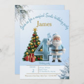 Magical Santa Birthday Invitation – 4th Birthday (Devant / Derrière)