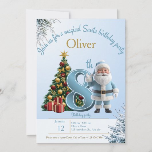 Magical Santa Birthday Invitation – 8th Birthday Bedankkaart (Voorkant)