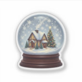 Magical Snow Globe Christmas House & Tree  Sticker (Voorkant)