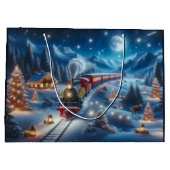 Magical Snowy Christmas Train Winter Scene Groot Cadeauzakje (Achterkant)
