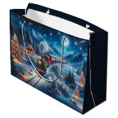 Magical Snowy Christmas Train Winter Scene Groot Cadeauzakje (Achterkant Gekanteld)