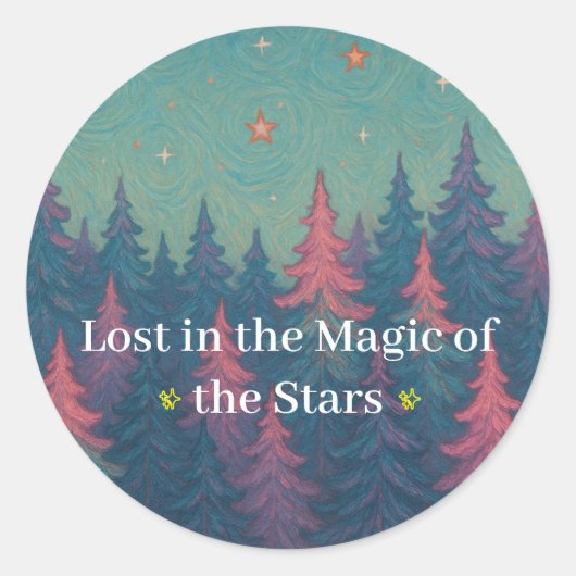 Magical Starry Forest - Fantasy Art Sticker (Voorkant)