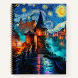 Magical Starry Night Castle Fantasy Writer Notitieboek