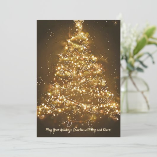 Magical String Licht Kerstboom kaart (Staand voorkant)