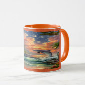 Magical Sunset Dolphin Tropical Ocean Mug (Devant droit)
