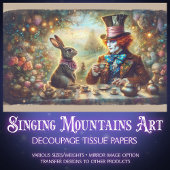 Magical Tea Time Hatter and Rabbit Decoupage Tissuepapier