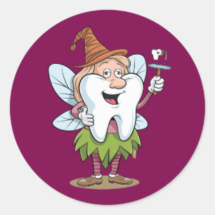 Magical Tooth Fairy Art Ronde Sticker