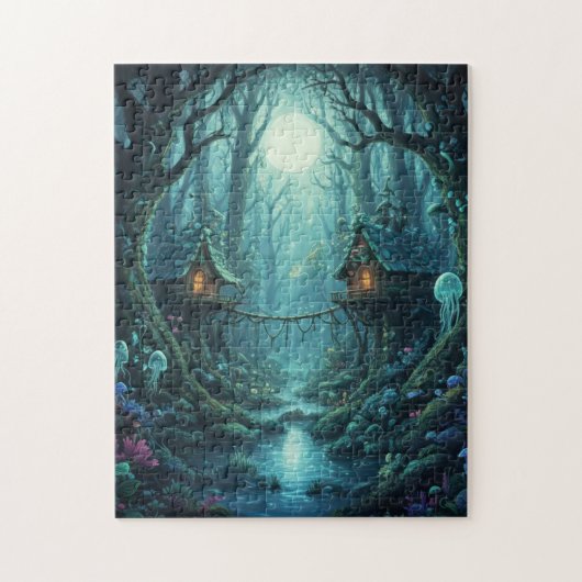 Magical Treehouse Village Fantasy Forest Puzzle (Vertical)